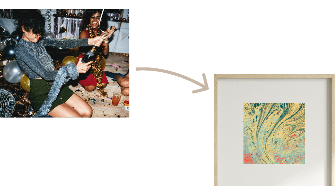 an image showing an image being converted to an art piece